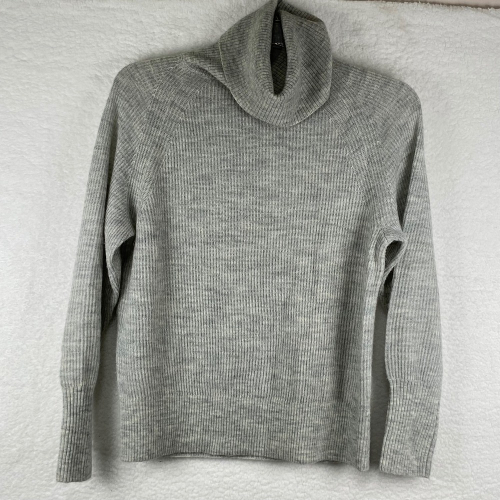 Quince Baby Alpaca-Wool Turtleneck Sweater Light Grey Ribbed HUBO01 Mens Large‎